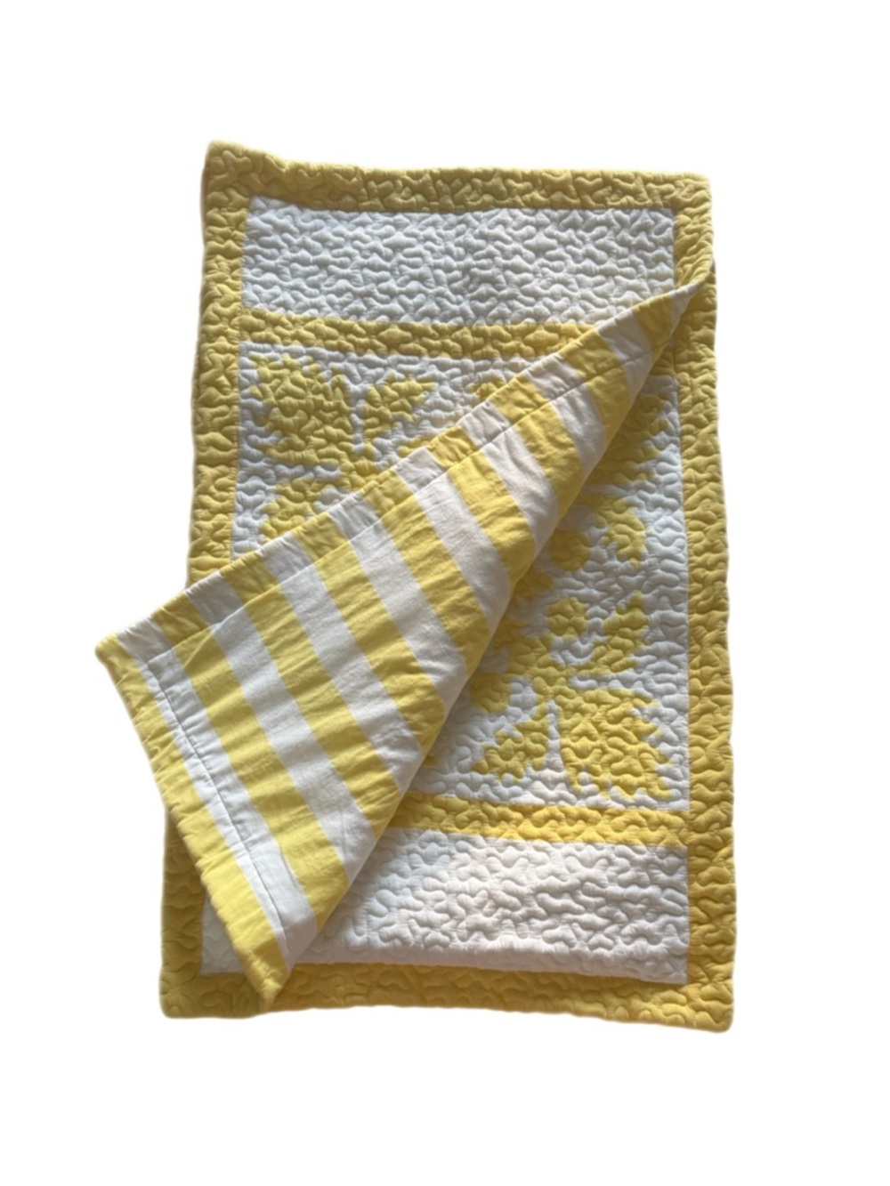 Set of 2 Carleton Varney Yellow/White Quilted King Pillowcases Coastal Grandma